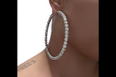 CRYSTAL SILVER HOOPS